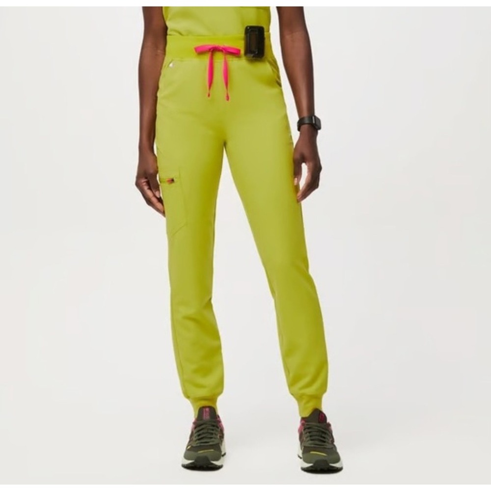 FIGS Zamora Jogger Scrub Pants Lime Green Pink Drawstring 3XL 1SW200001 NEW